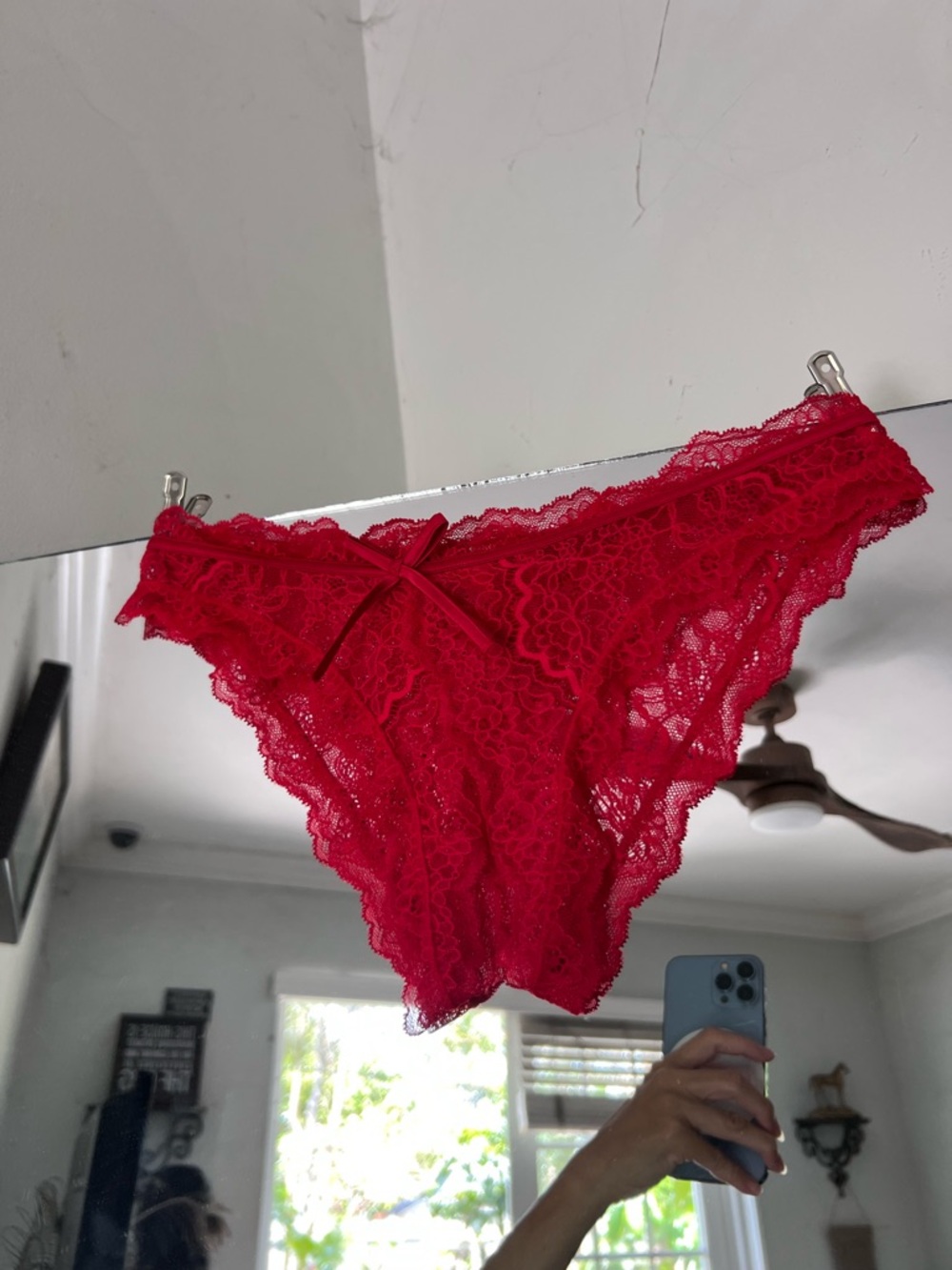 Victoria's Secret Red Lace Bikini Panty, Crotchless NWT